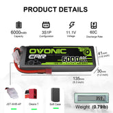 Ovonic 60C 3S1P 6000 mAh 11,1 V LiPo-Akku für RC-Car - XT60-Stecker